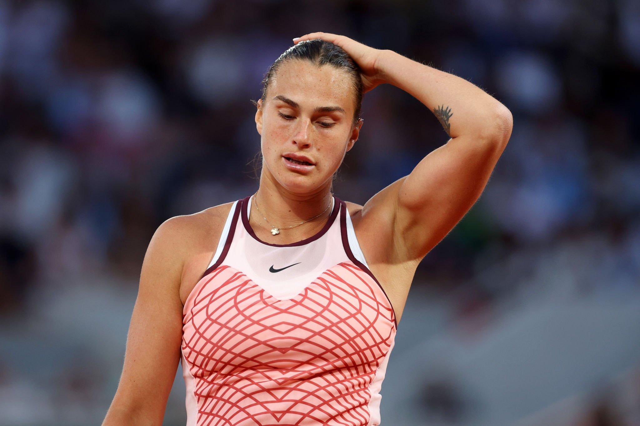 Sabalenka u teškom momentu, FOTO: Twitter/X